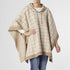 Brina Hooded Drawstring Pullover Poncho - Camel/Cream